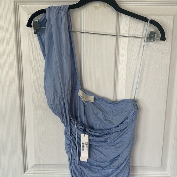 Fleur Du Mal Ruched-Detail One-Shoulder Midi Dress 0707 Pastel Say Size M NWT - Picture 3 of 9